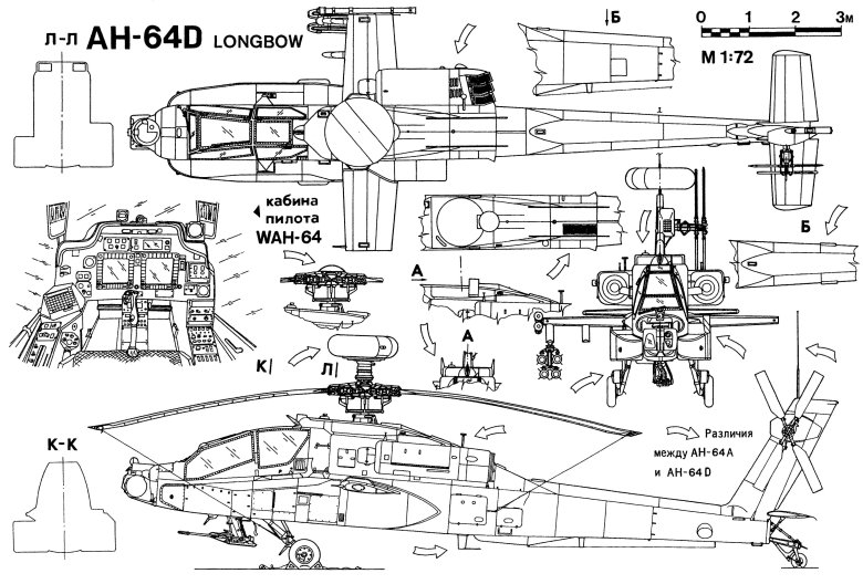 Ah-64 apache чертеж