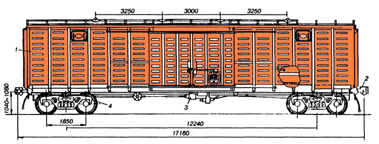 Крытый вагон 11-270 чертеж