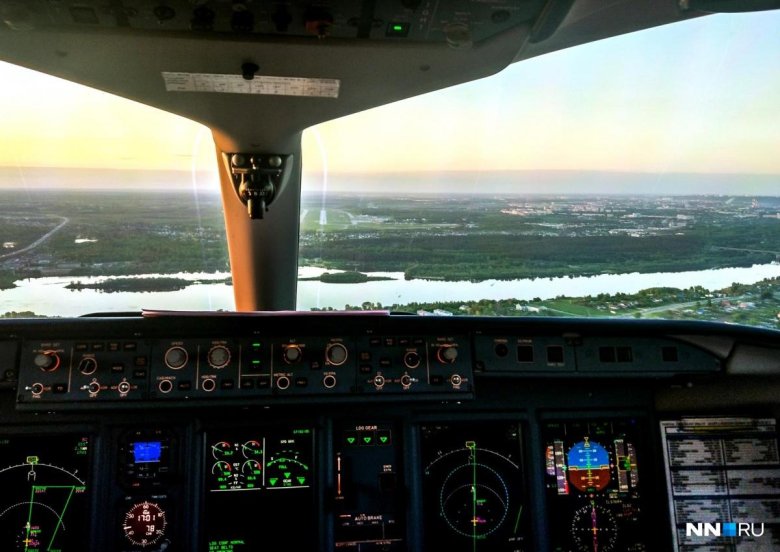 Посадка самолета вид из кабины