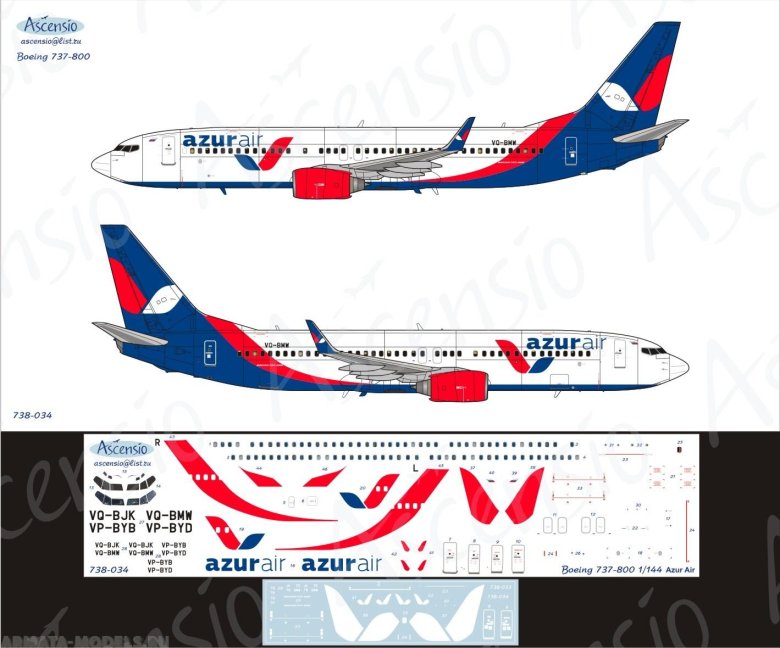 Декаль боинг 767 азур