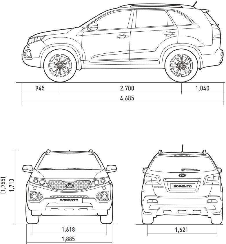 Kia sorento чертеж