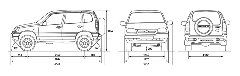 Габариты ваз 2123 нива шевроле