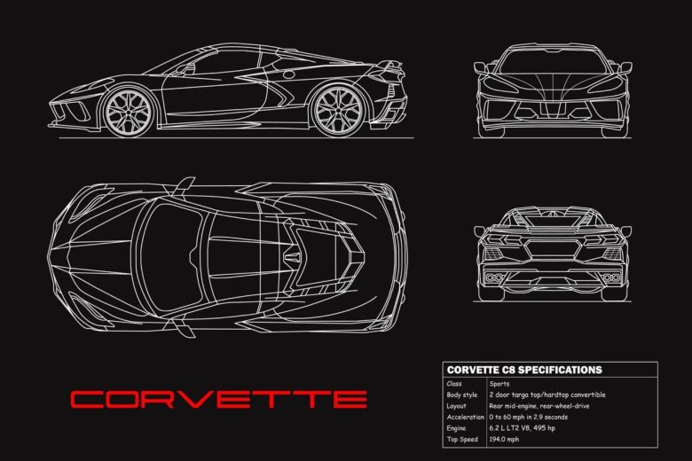 Chevrolet corvette c8 blueprint