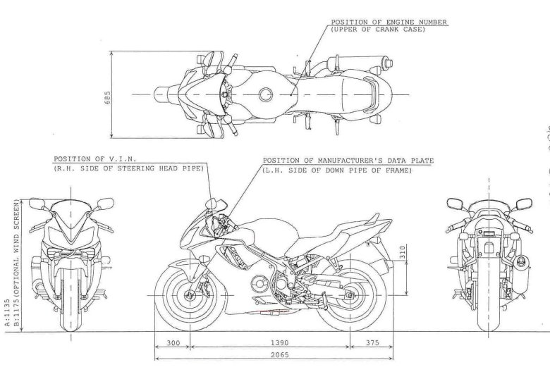 Габариты мотоцикла honda cbr 600