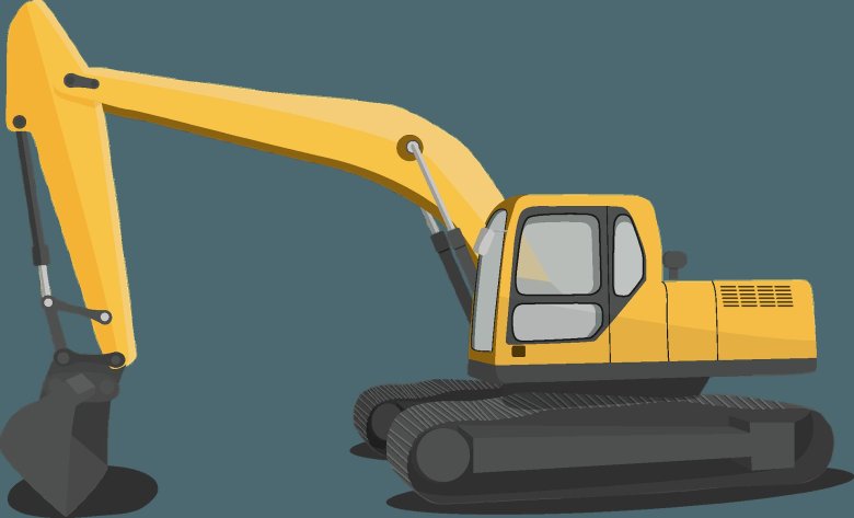 Экскаватор на белом фоне