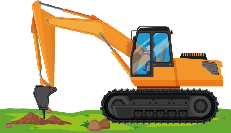 Экскаватор мультяшный