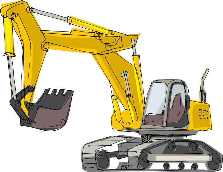 Экскаватор на прозрачном фоне