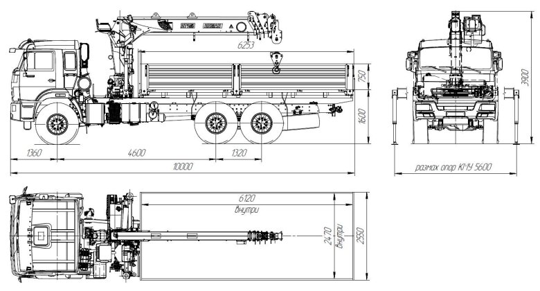 Габариты камаз 43118 с кму