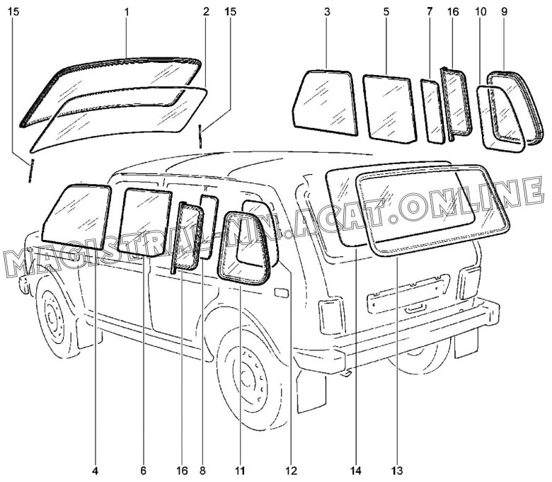 Нива 2131 размер заднего стекла