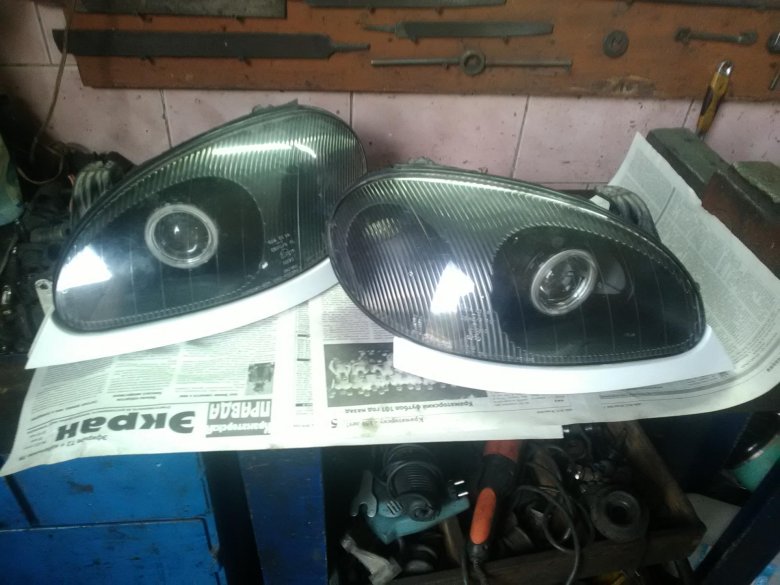 Линзованные фары на шевроле ланос