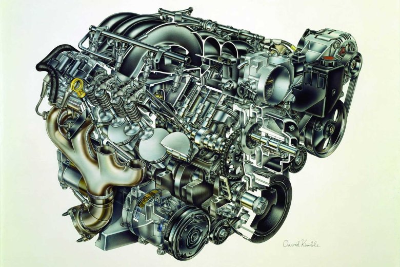 Двигатель автомобиля в разрезе