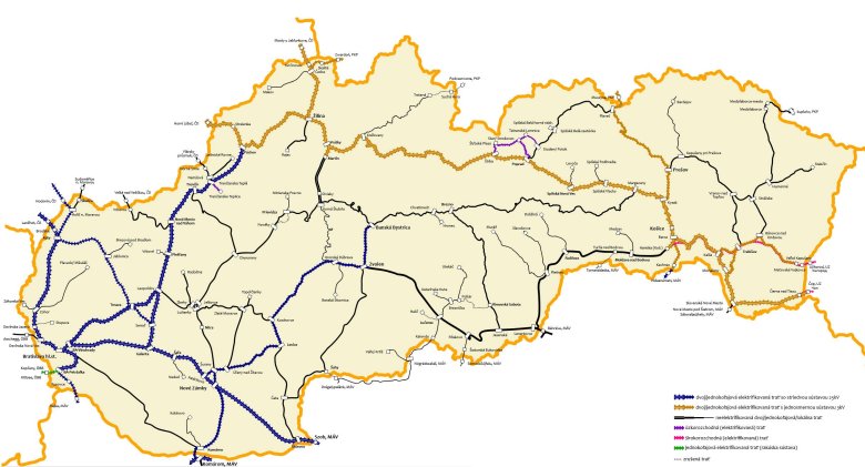 Железные дороги словакии карта