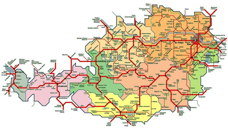 Железные дороги австрии карта