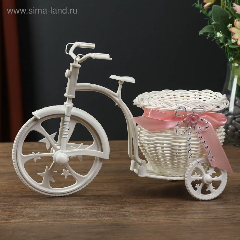 Кашпо велосипед с корзиной