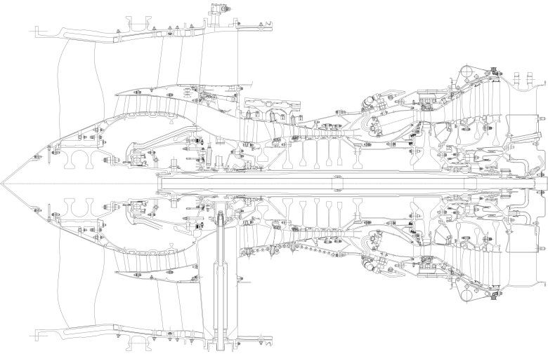 Чертеж двигателя самолета