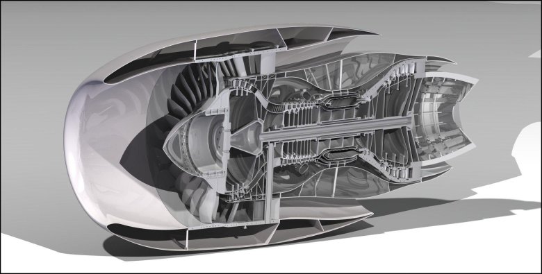 Двигатель самолета в разрезе