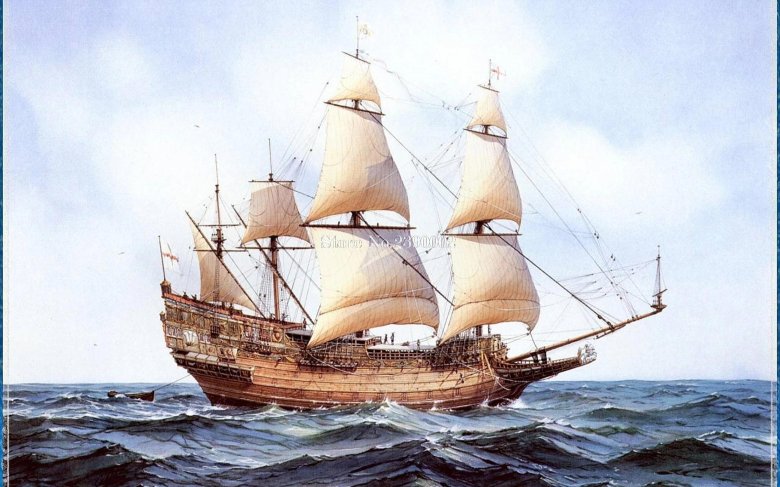 Парусный корабль 17 века фрегат