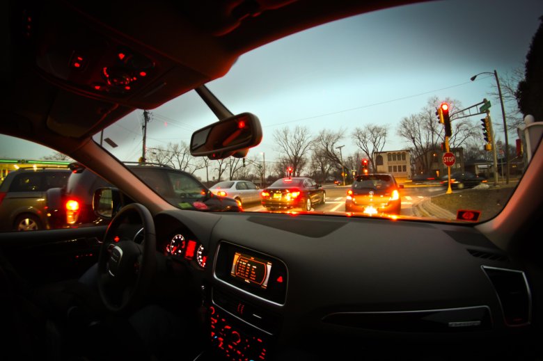 Вид из салона машины