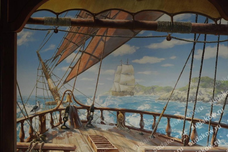 Роспись стен морская тематика