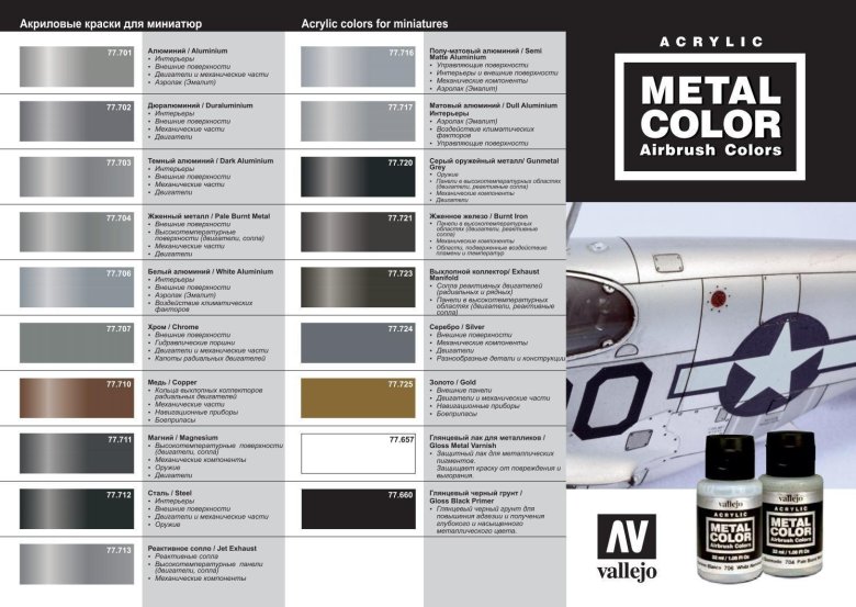 Краска vallejo \ metal color\ gunmetal grey