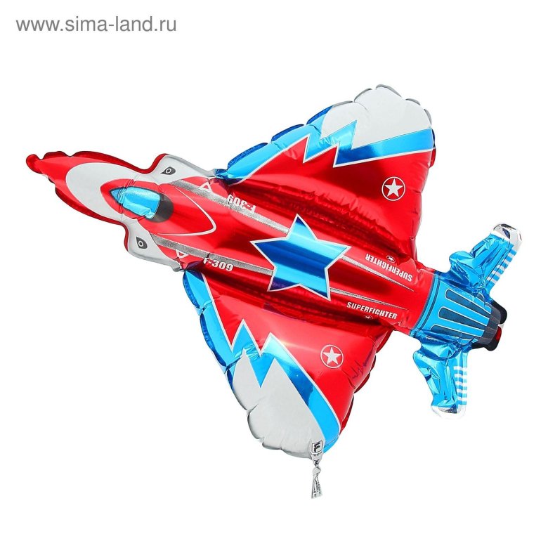 Фольгированный шар истребитель красный