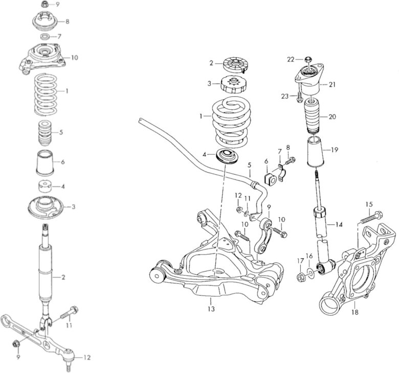 Ауди а6 передняя подвеска схема