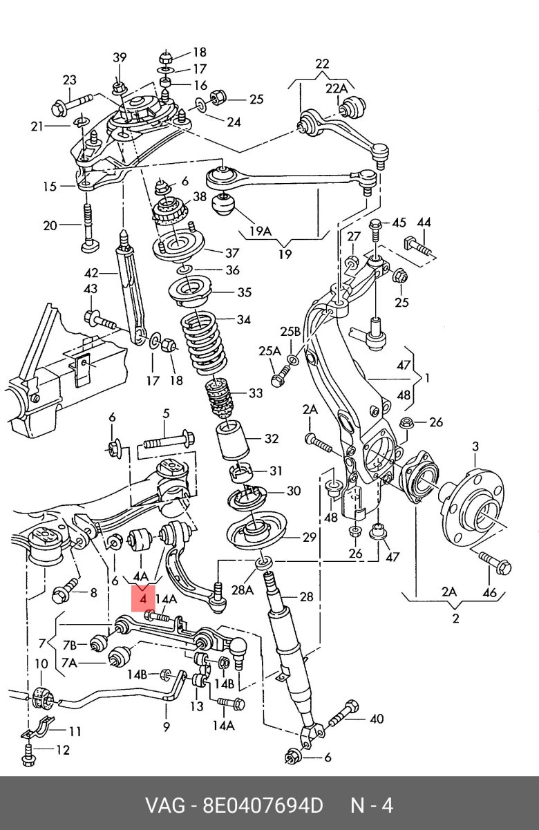 Передняя подвеска ауди а4 б5 схема