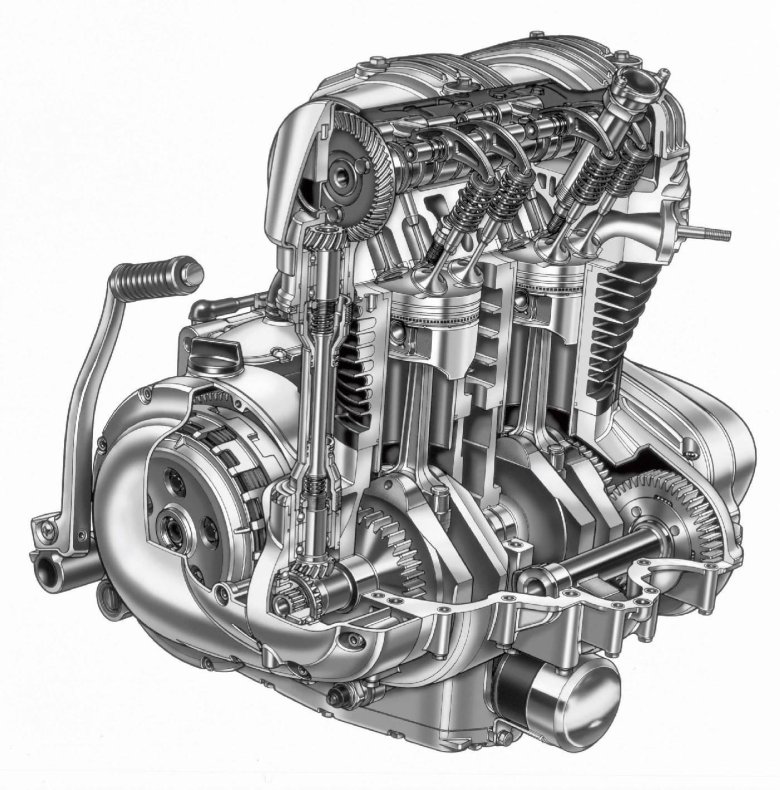 Двигатель мотоцикла в разрезе