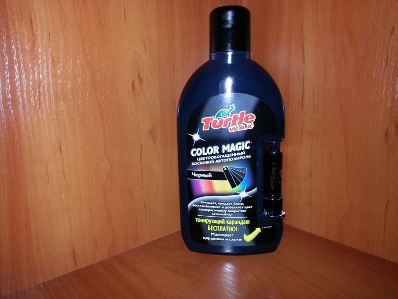Полироль turtle wax color magic черный с карандашом