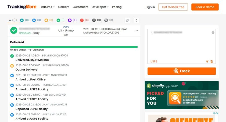 Trackingmore order tracking