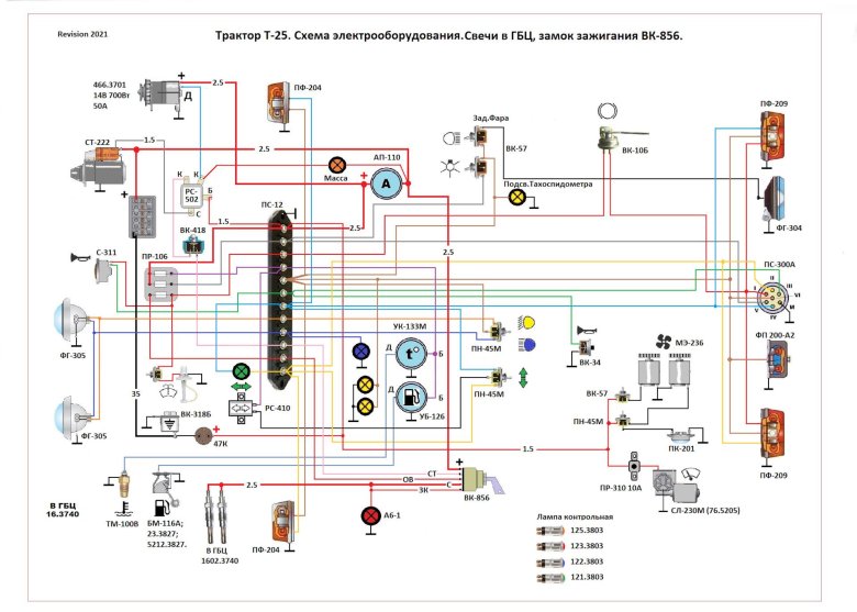 Электрическая схема трактора т 25