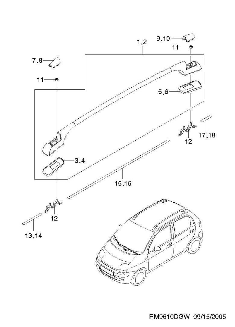 Молдинг на крышу автомобиля дэу матиз