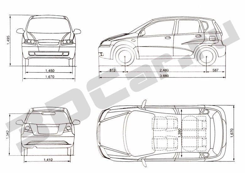 Дэу матиз габариты салона
