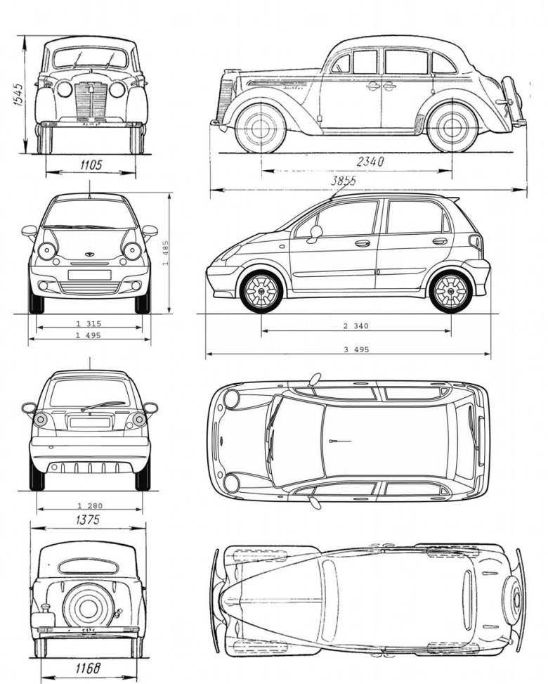 Daewoo matiz габаритные размеры