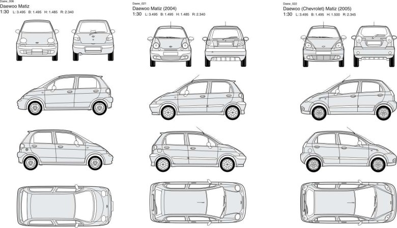 Дэу матиз габариты кузова