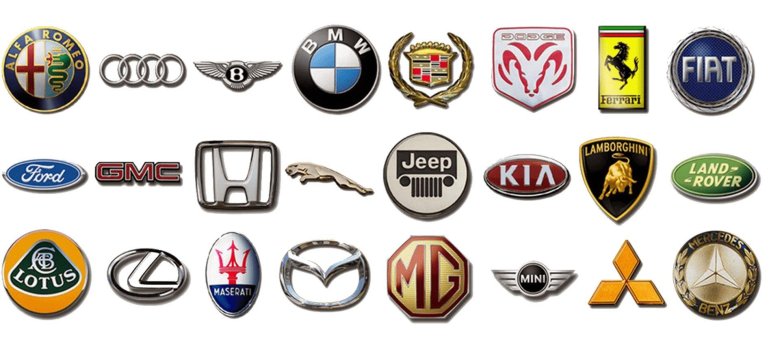 Шильдики автомобилей по маркам