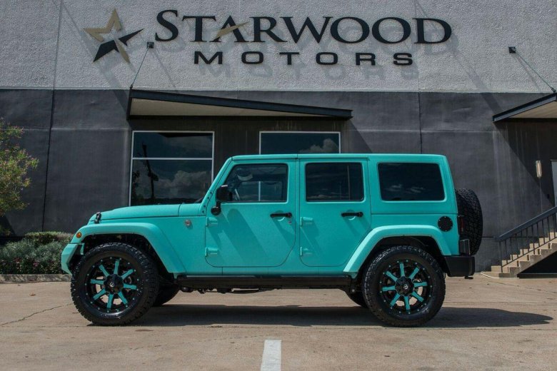 Jeep wrangler teal satin