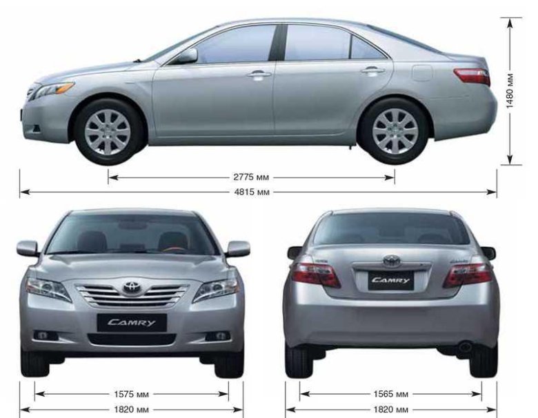 Габариты тойота камри 40