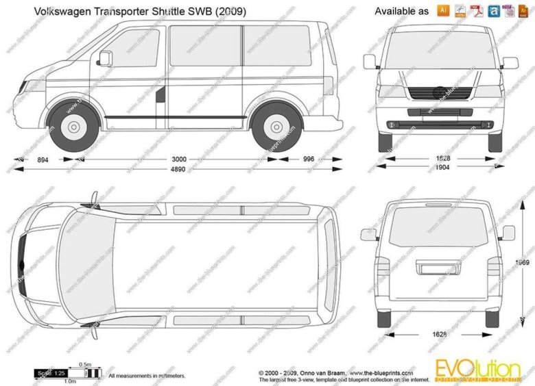 Volkswagen transporter т5 габариты