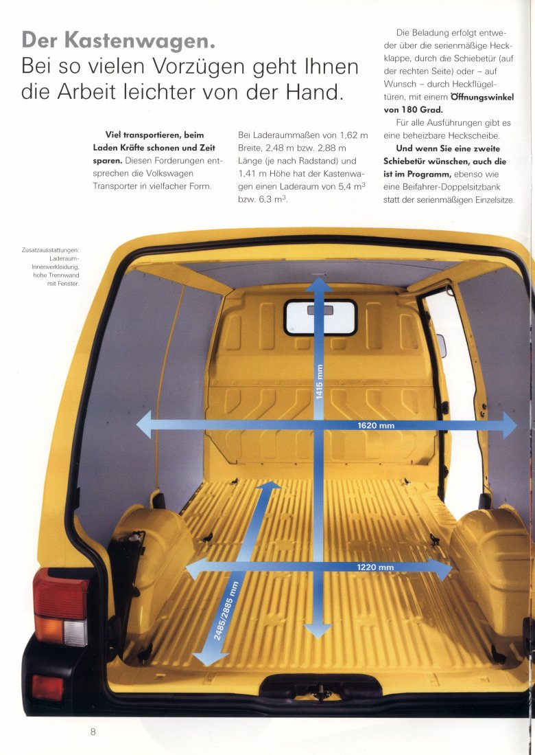 Фольксваген транспортер размеры грузового отсека