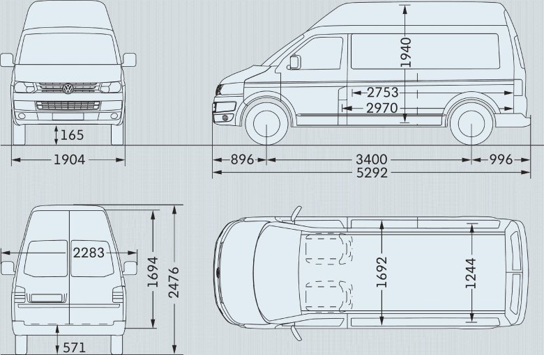 Габариты фольксваген транспортер т 5