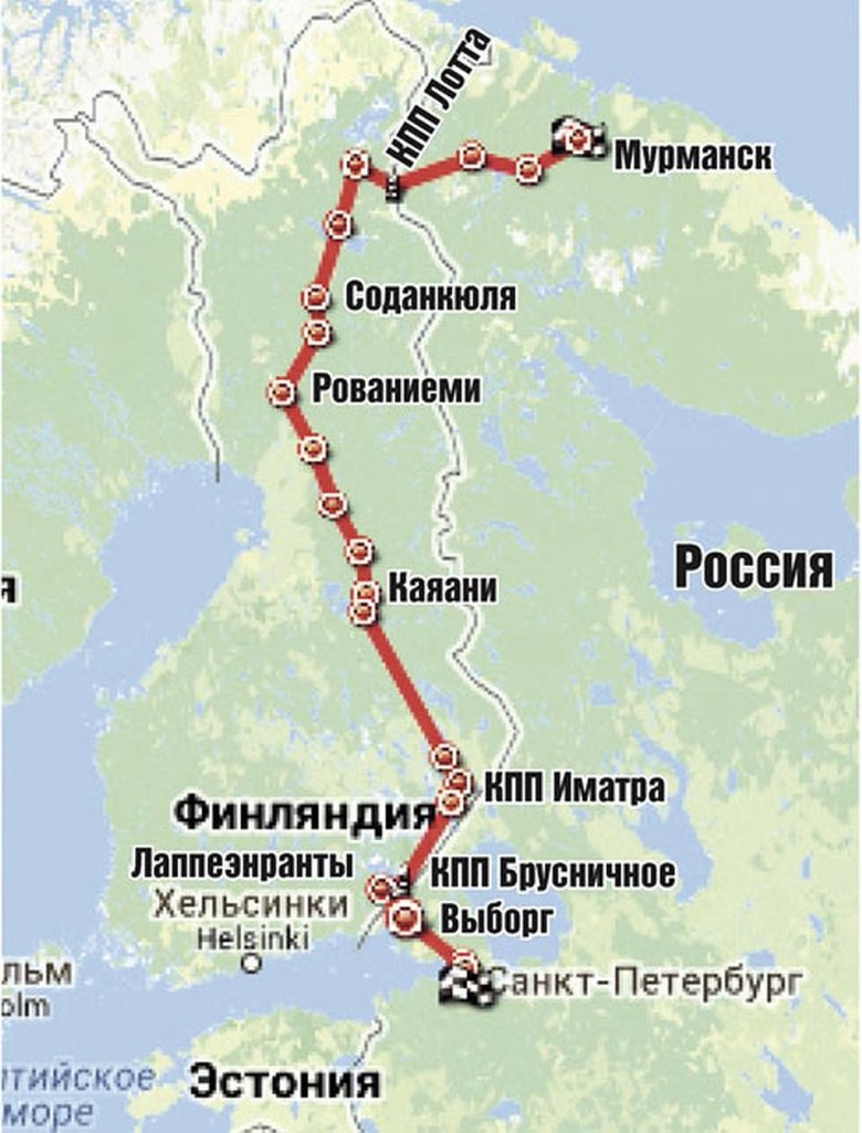 Санкт-петербург мурманск карта дорог