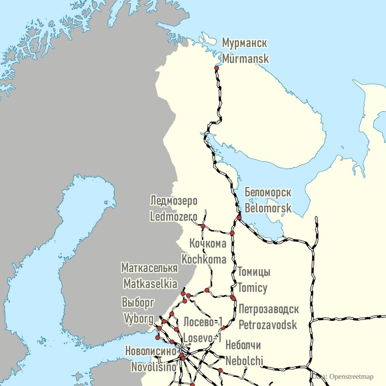 Железная дорога санкт-петербург мурманск на карте