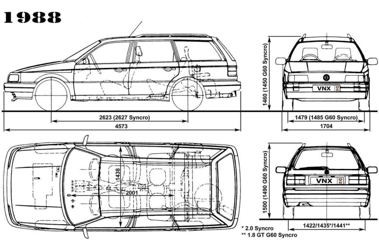 Габариты фольксваген пассат б3 седан