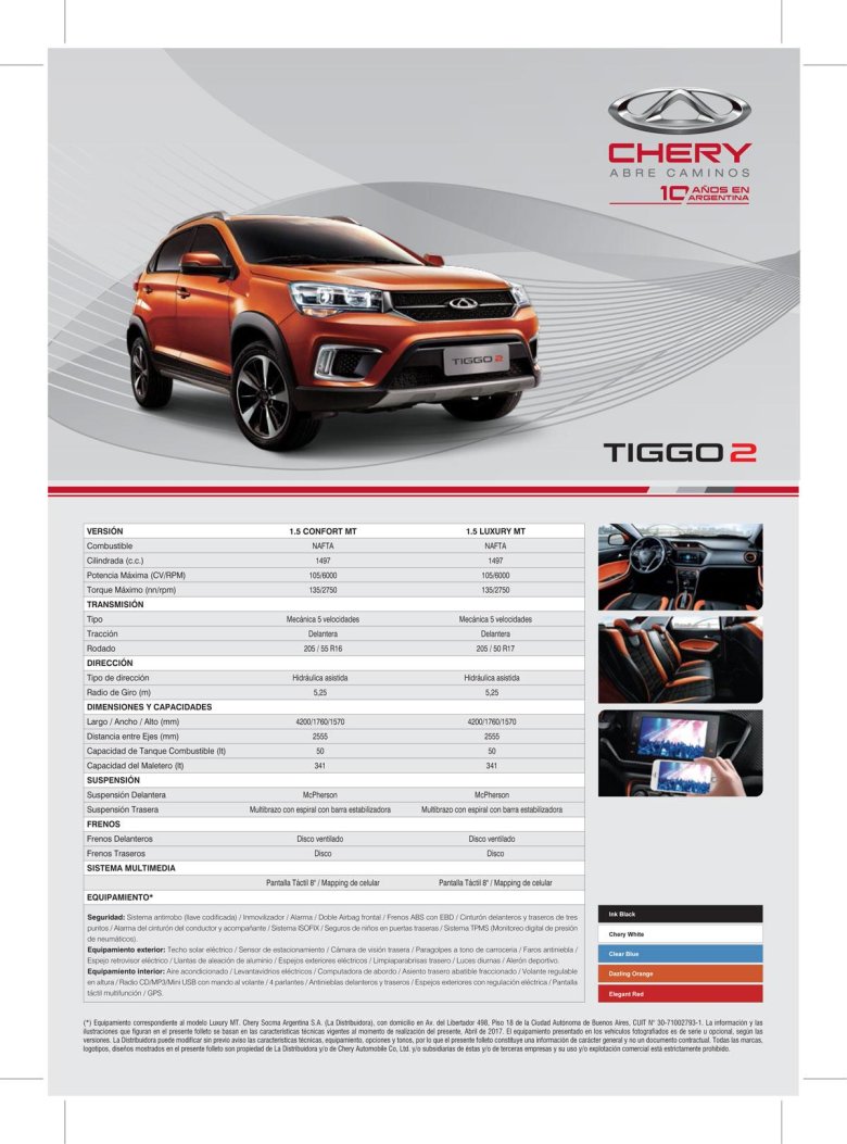 Чери тигго 2 характеристики