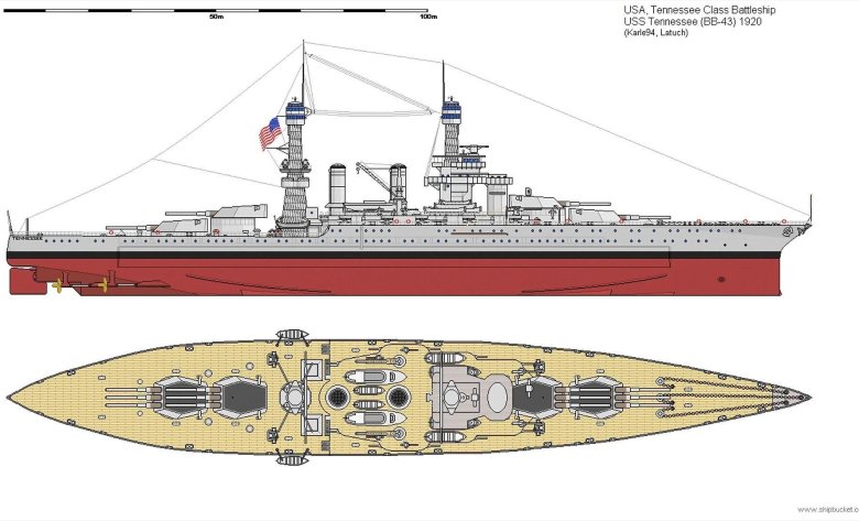 Американский линкор uss tennessee bb-43