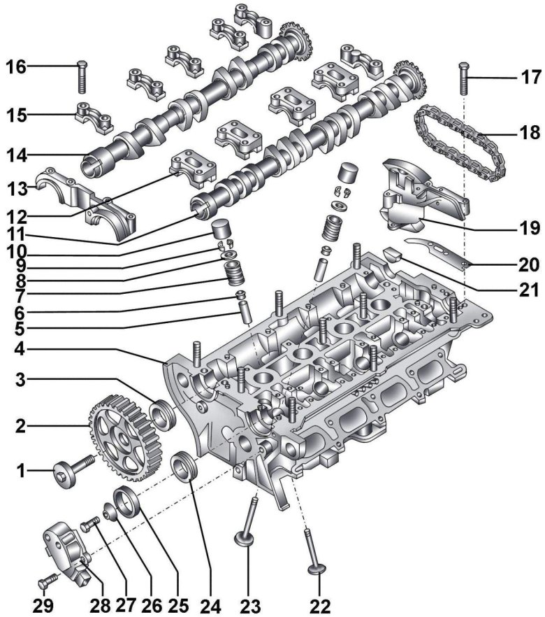 Головка блока цилиндров шкода октавия 1.6 схема