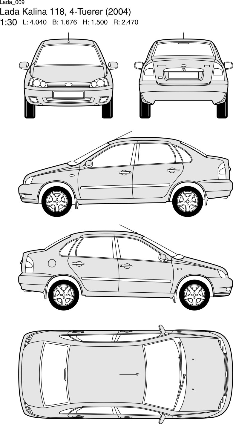Лада калина седан чертеж
