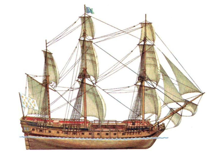 Парусный корабль 17 века фрегат