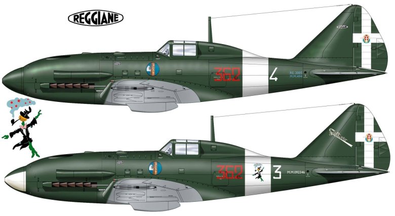 Итальянский самолет reggiane re.2001 cb вид сбоку